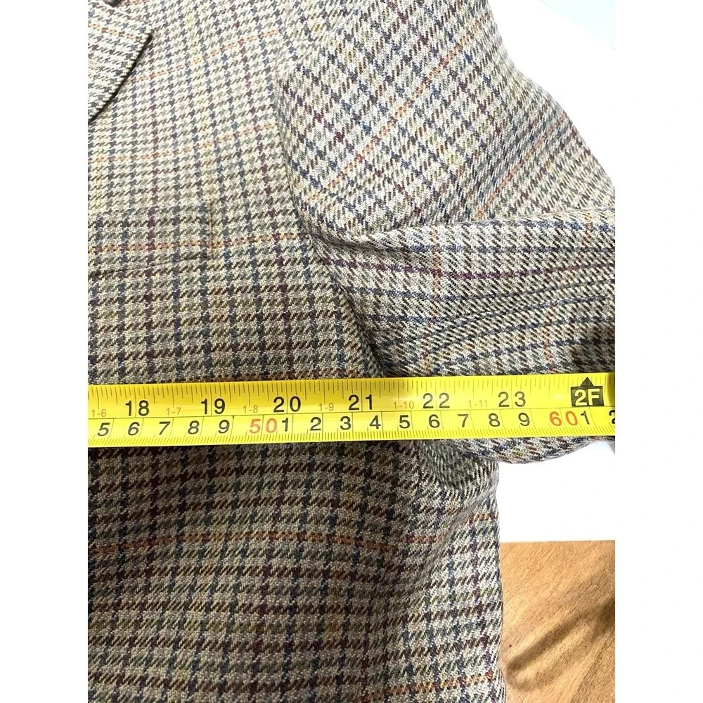 Meeting Street Men46R Blazer Lambswool Cashmere Houndstooth Sport Coat Tan Brown